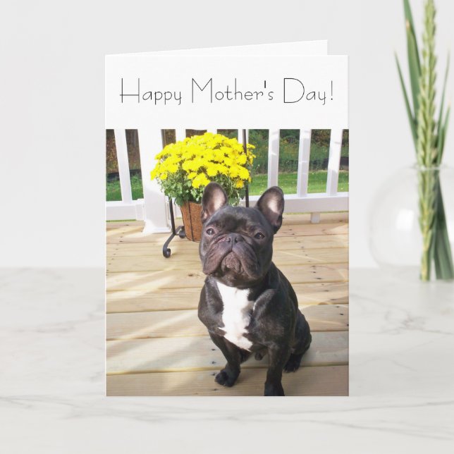 Happy Mother's Day French Bulldog w/Flowers Card (Front)