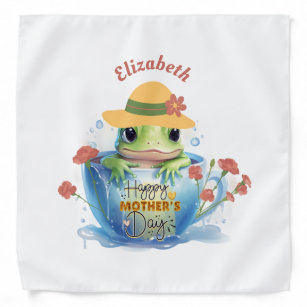 Happy Mother's Day Frog and Hat in a Teacup Bandana