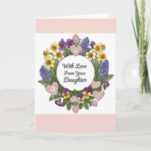 Happy Mothers Day From Daughter Floral Wreath Card