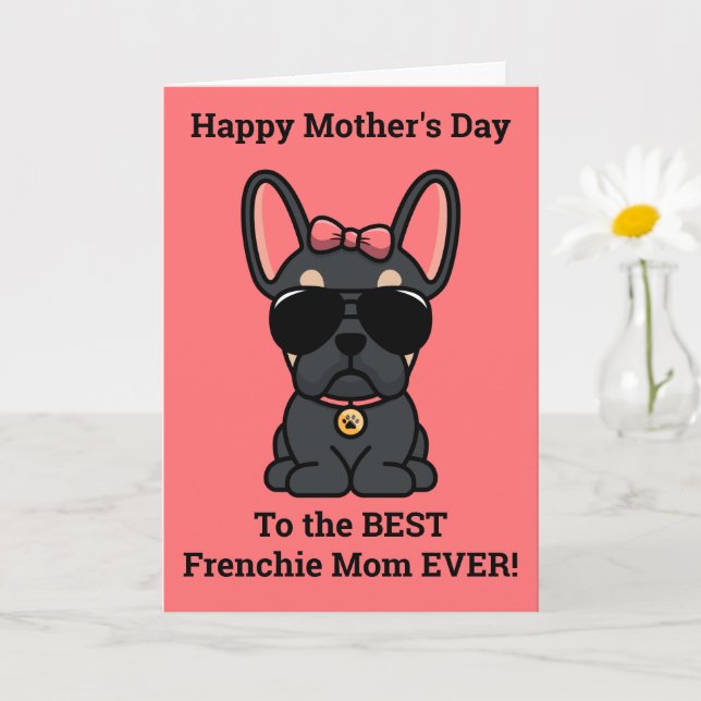 Happy Mother's Day from Dog Black Tan Frenchie Card (Small Plant)