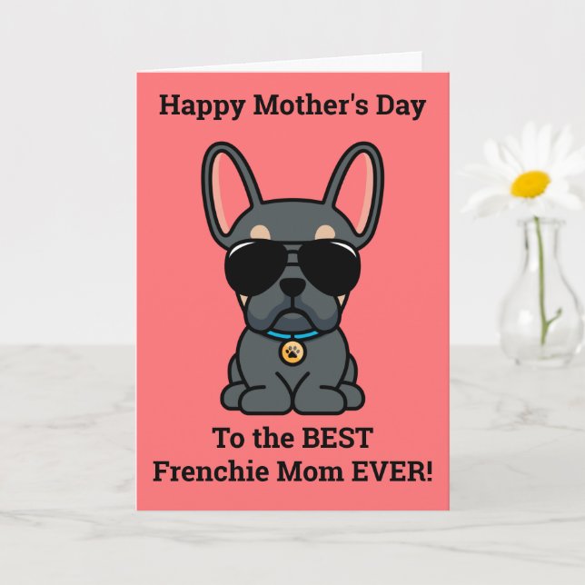 Happy Mother's Day from Dog Blue Tan Frenchie Card (Small Plant)