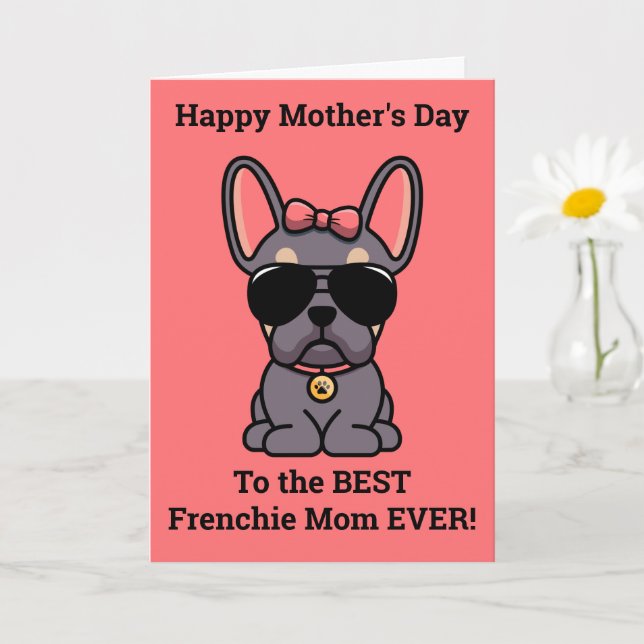 Happy Mother's Day from Dog Lilac Tan Frenchie Card (Small Plant)