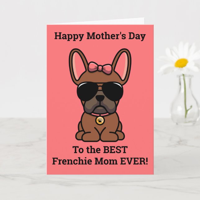 Happy Mother's Day from Dog Red Fawn Frenchie Card (Small Plant)