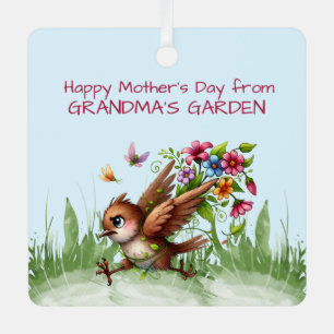 Happy Mother's Day from GRANDMA'S GARDEN Funny Bir Metal Tree Decoration