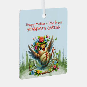 Happy Mothers Day from GRANDMA'S GARDEN Funny Bird Metal Tree Decoration