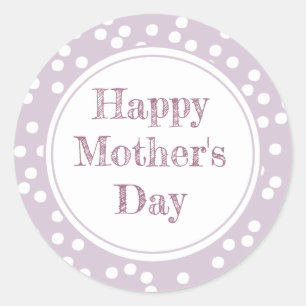 Happy Mother's Day - Fun Lavender Polkadots Classic Round Sticker