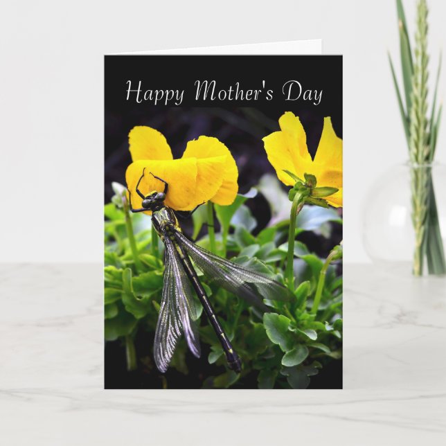 Happy Mother's Day - General - Dragonfly/ Pansies Card (Front)