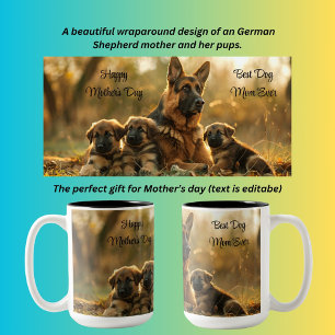 Happy Mother's Day German Shepherd Dog  Two-Tone Coffee Mug