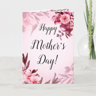 Happy Mother's Day Gift Card Floral Pink Red Cute