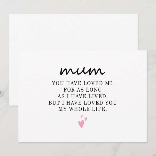 Happy Mothers Day Gift Mum Birthday For Mum Invitation (Front/Back)