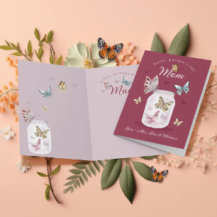 Happy Mother's Day Gift Mum Watercolor Butterflies Card