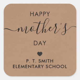 Happy Mother's Day Gift Tag, Mum Tag, Kraft Square Sticker