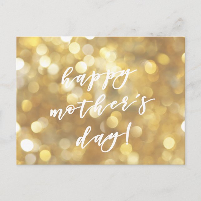Happy Mother's Day! Glamourous Gold Sparkles Postcard (Front)