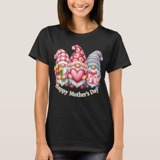 Happy Mothers Day Gnomes Heart Flowers Mom Grandma T-Shirt