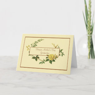 Happy Mother's Day Godmother with Yellow Rose Card