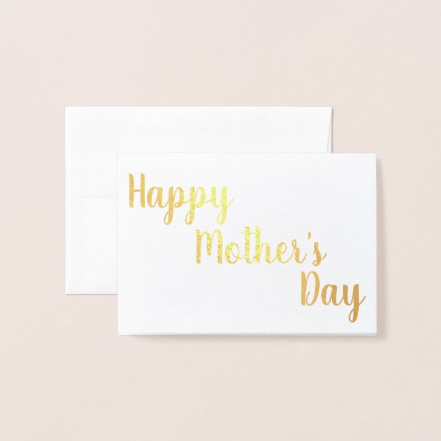 Happy Mother's Day Gold Foil Script Elegant Foil Card (Front With Envelope)