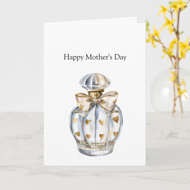 Happy Mother's Day Gold Hearts Bottle with Bow Card (Yellow Flower)