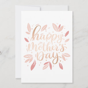 Happy mothers day. Gold pink cute floral script
