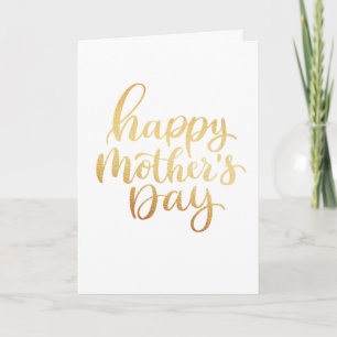 Happy mothers day. Gold simple script calligraphy Card