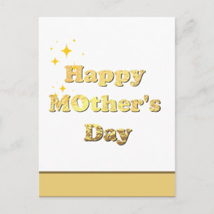 Happy mothers day. Gold simple script calligraphy  Postcard