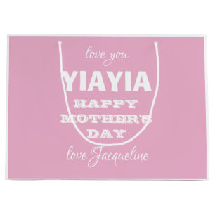 Happy Mother's Day Grandma YIAYIA Name Cute Pink Large Gift Bag