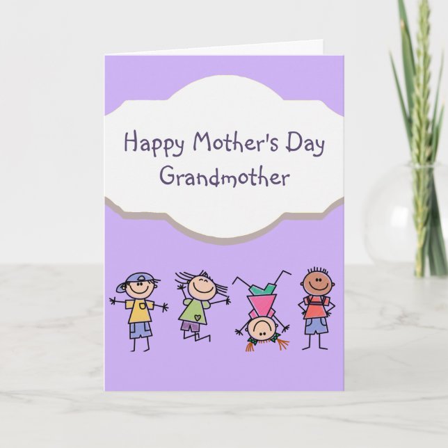 Happy Mother's Day Grandmother Fun Kids Cartoon Card (Front)