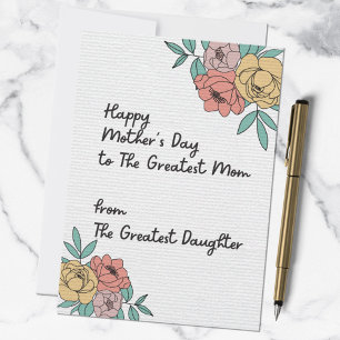 Happy Mothers Day Great Mum Floral Pastel Flowers Card