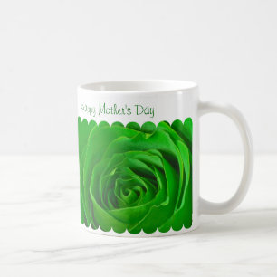 Happy Mother's Day Green Rose Centre Coffee Mug