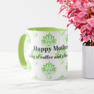 Happy Mother's Day Green Vintage Floral Pattern Mug