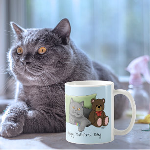 Happy Mother's Day Grey Cat Coffee Mug