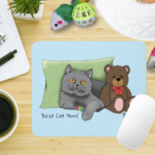 Happy Mother's Day Grey Cat Mouse Mat