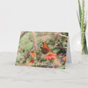 Happy Mother's Day - Gulf Fritillary on Zinnia Card