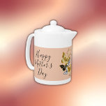 Happy Mother's Day Heart Butterflies |<br><div class="desc">Monogrammed elegant Happy Mother's Day Tea Pot with butterflies and the word Mom inside the heart for you to personalise with your own text.</div>