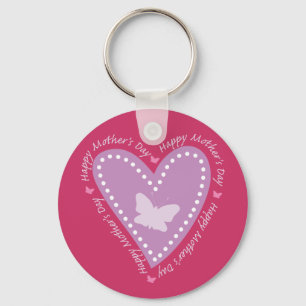 Happy Mothers Day Heart & Butterfly Key Ring
