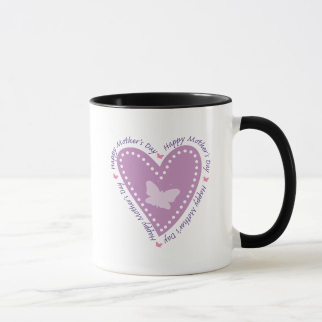 Happy Mothers Day Heart & Butterfly Mug (Right)