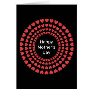 Happy Mother's Day Heart Circle Mandala on Black