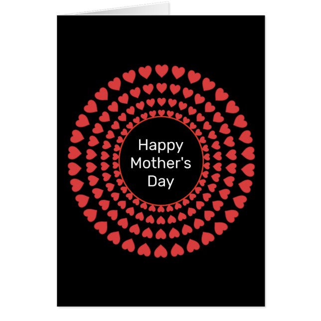 Happy Mother's Day Heart Circle Mandala on Black (Front)