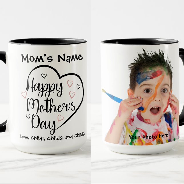 Happy Mothers Day Heart Customisable Photo Mug (Creator Uploaded)
