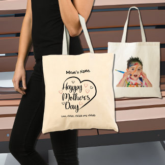 Happy Mothers Day Heart Customisable Photo Tote Bag