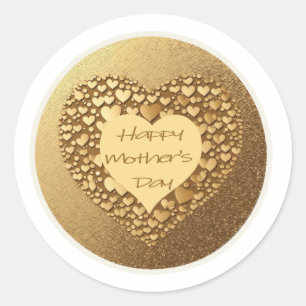 Happy Mother's Day Heart Gold Stickers