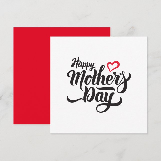 Happy Mothers Day Heart Holiday Card (Front/Back)