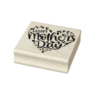 Happy Mother's Day Heart Rubber Stamp