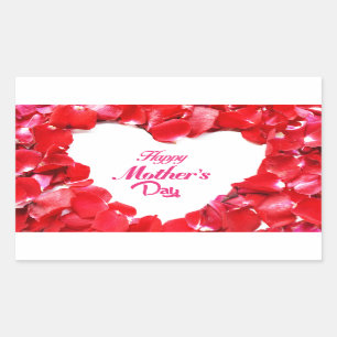 Happy Mother's Day - Heart Shaped Rose Petals Rectangular Sticker