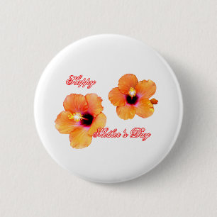 Happy Mother's Day Hibiscus Orange Transp bg The M 6 Cm Round Badge