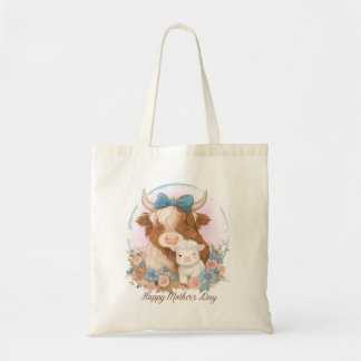 Happy Mother's Day Highland Cow Tote Bag