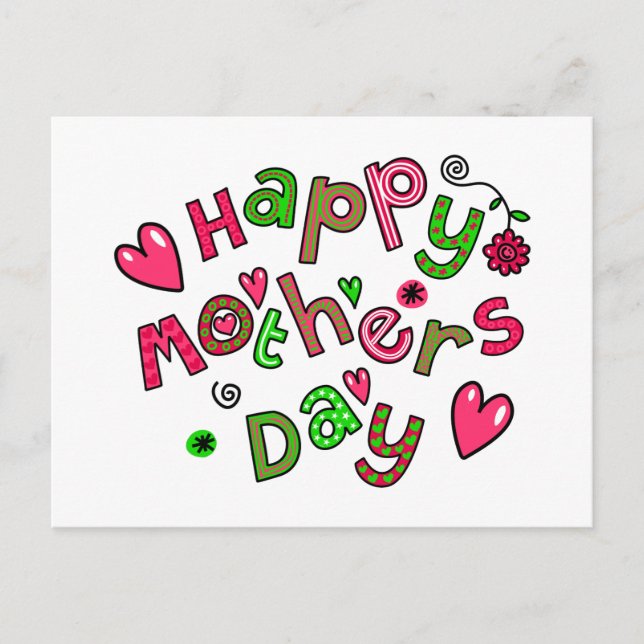 Happy Mothers Day Holiday Text Postcard (Front)