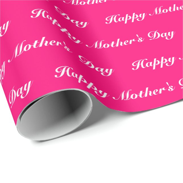 Happy Mother's Day hot pink white script elegant  Wrapping Paper (Roll Corner)