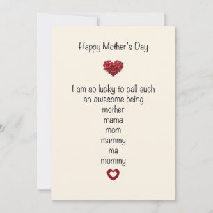 Happy Mother's Day I am so Lucky Holiday Card