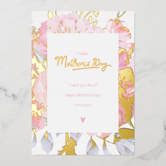 Happy mothers day - i love you mum  foil holiday card