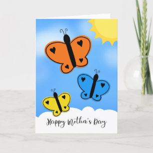 Happy Mother's Day Illustrated Butterflies Holiday Card